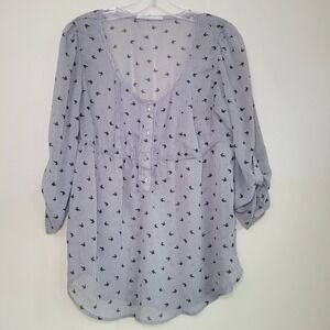 Kirra Sheer Top Blackbirds Lace Princess Waist Baby Doll Y2K Gray Woman's XL